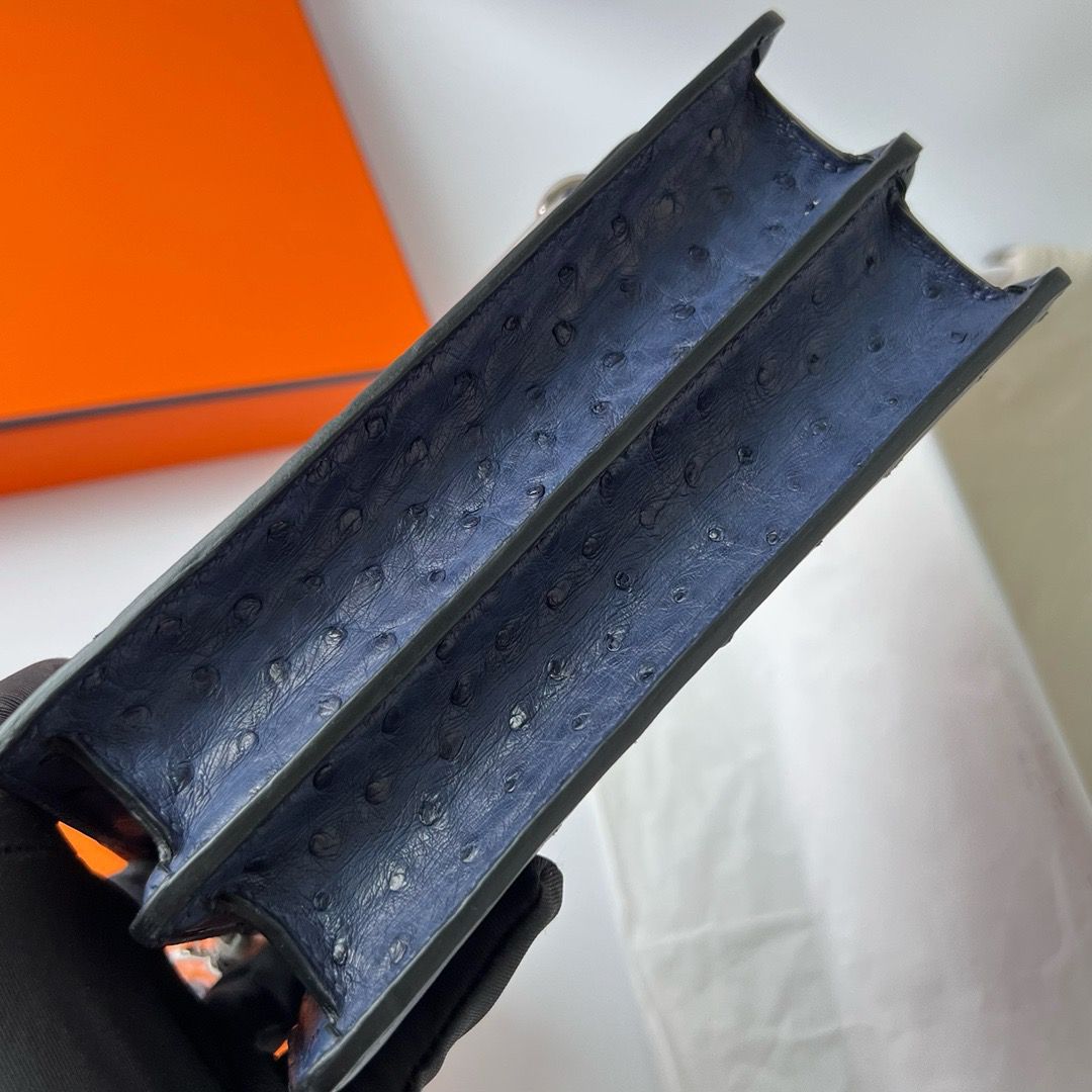 Hermes Roulis Mini 18 Bag in Blue Ostrich Leather - Image 6