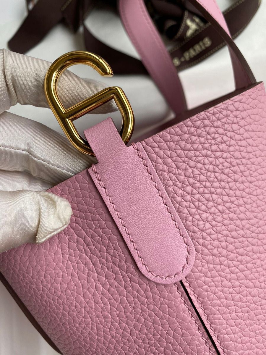 Hermes In The Loop 18 Handmade Bag in Mauve Sylvestre Clemence Leather - Image 5