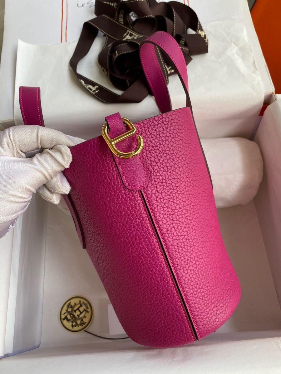 Hermes In The Loop 18 Handmade Bag in Rose Purple Clemence Leatherther - Image 3