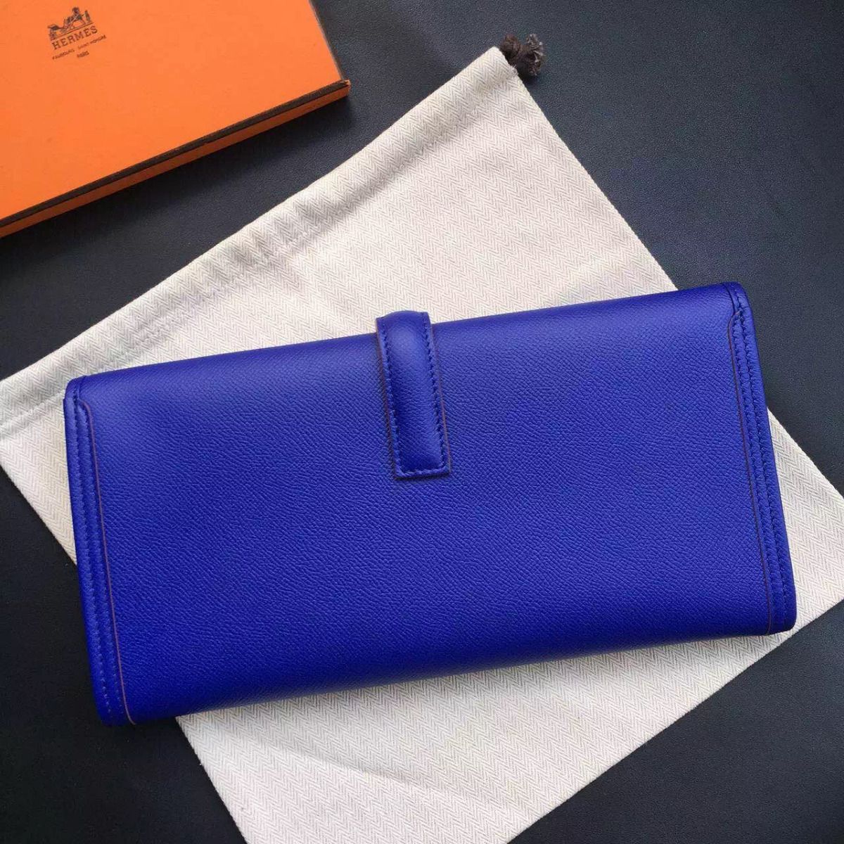 Hermes Jige Elan 29 Clutch Bag In Blue Electric Epsom Calfskin - Image 3