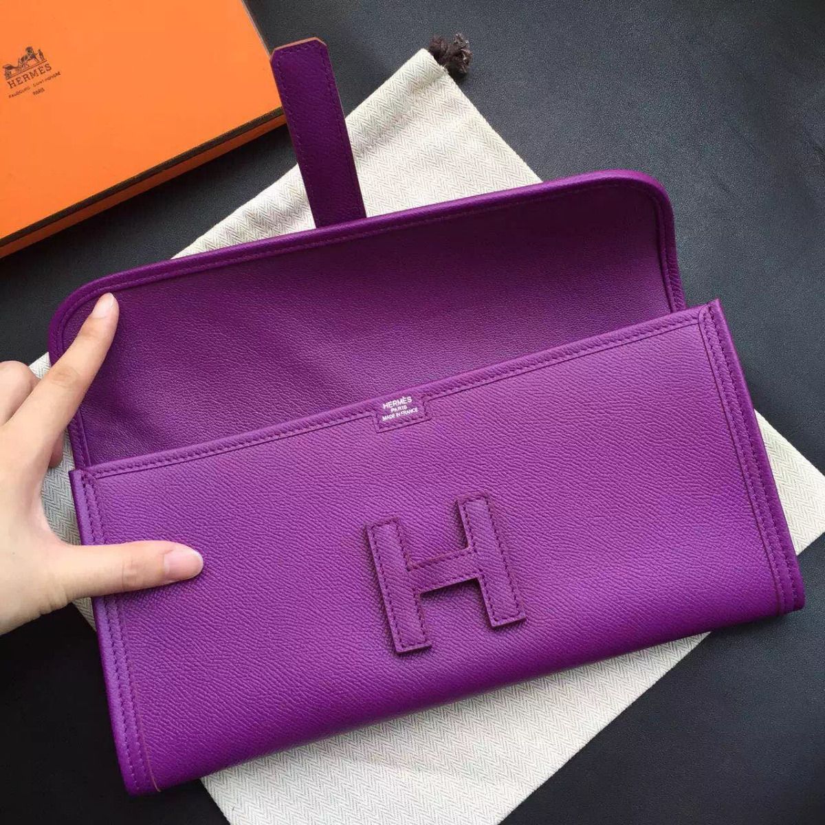 Hermes Jige Elan 29 Clutch Bag In Cyclamen Epsom Calfskin - Image 9