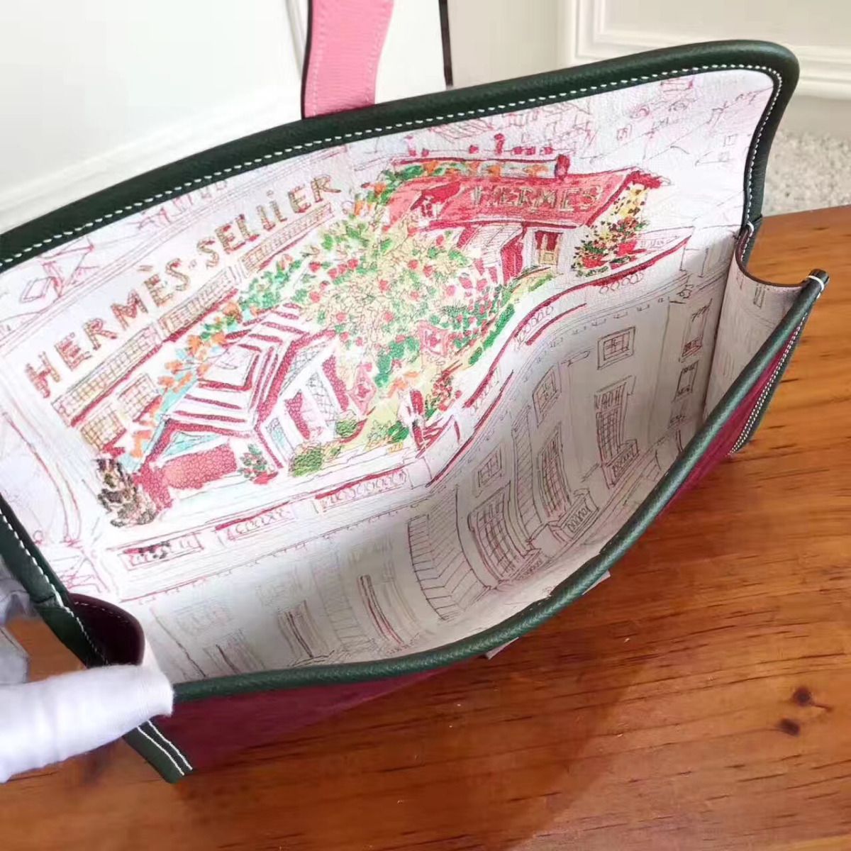 Hermes Jige Elan 29 Clutch In Bordeaux Suede Calfskin - Image 8