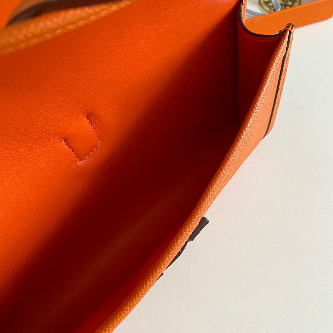 Hermes Jige Elan 29 Clutch Bag In Orange Epsom Leather - Image 8