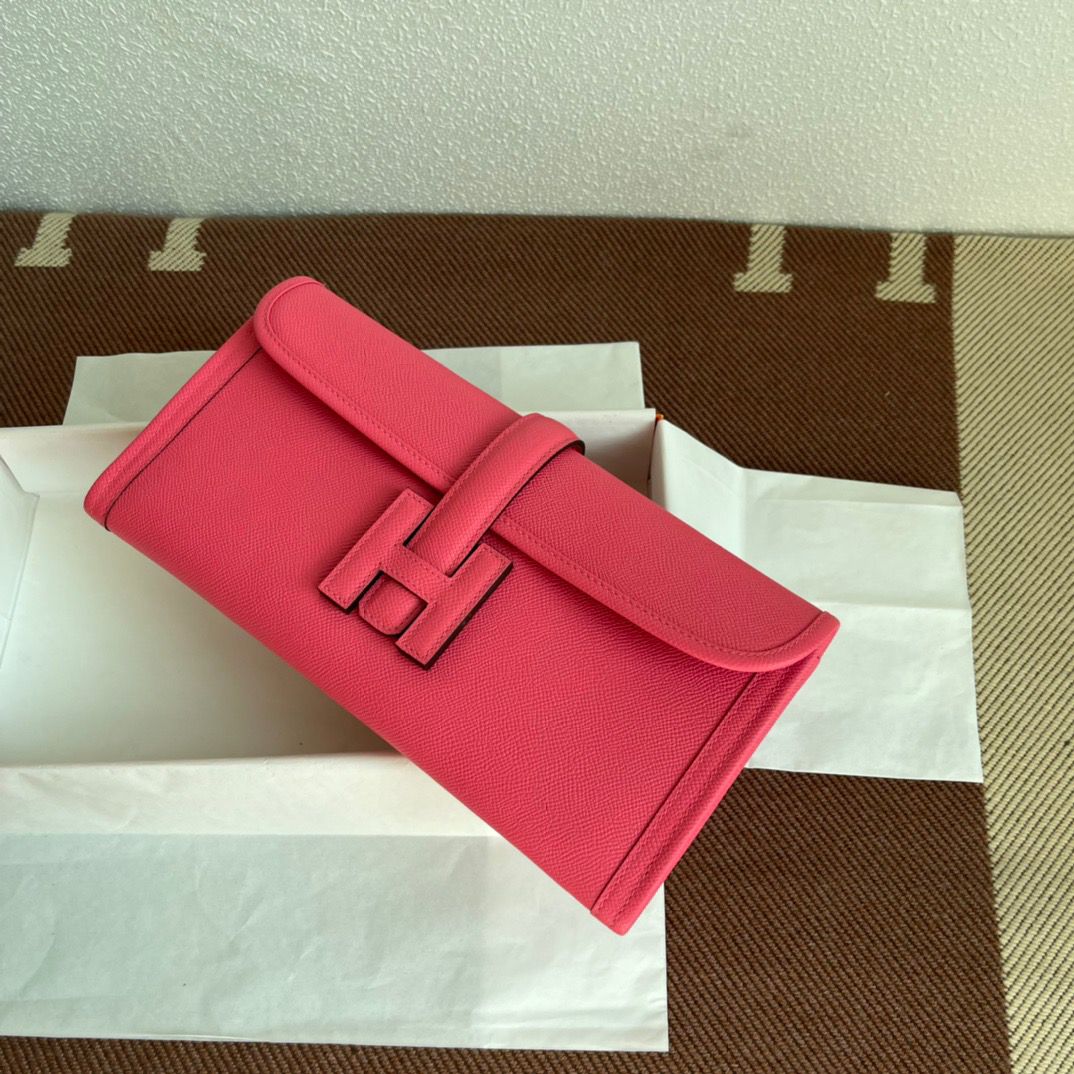 Hermes Jige Elan 29 Clutch Bag In Rose Lipstick Epsom Leather - Image 6