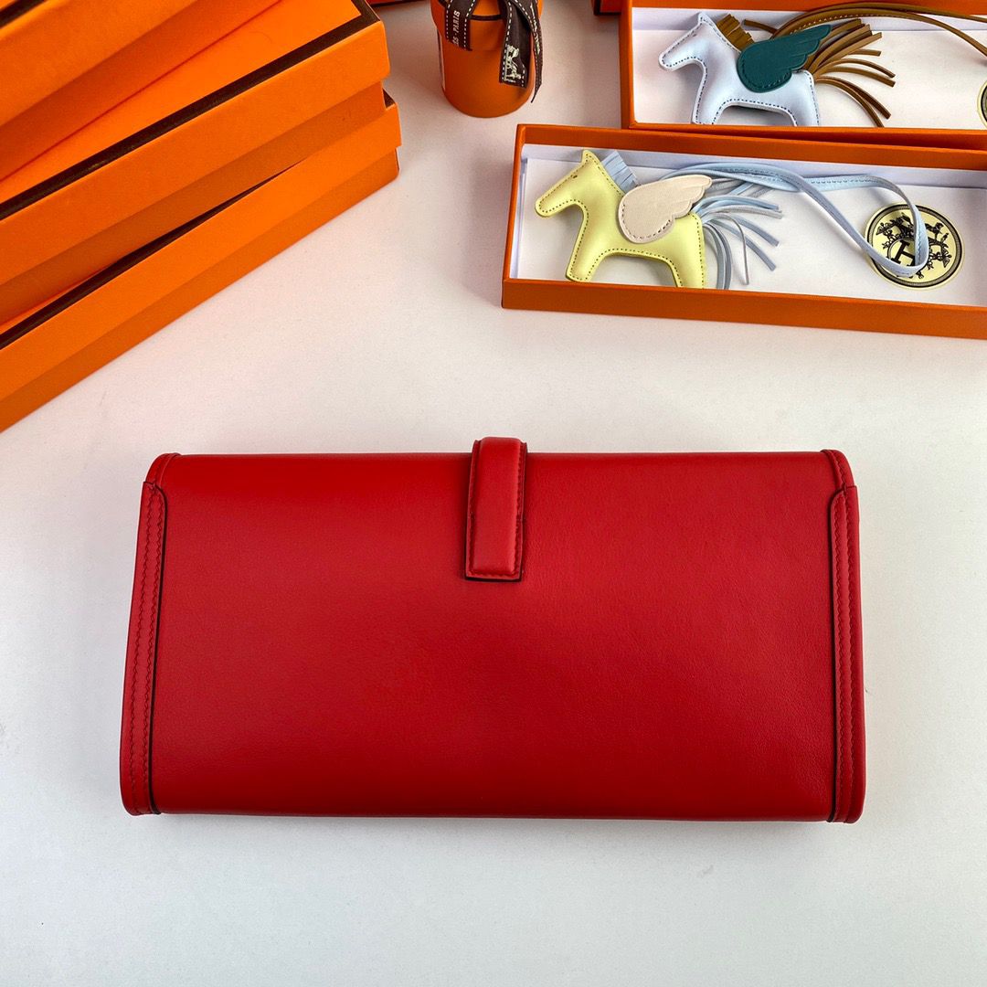 Hermes Jige Elan 29 Clutch Bag In Red Swift Calfskin - Image 3