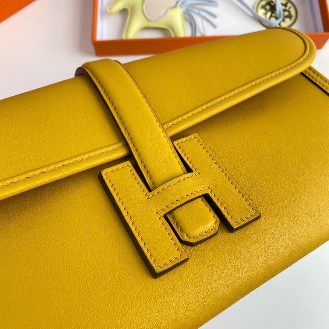Hermes Jige Elan 29 Clutch Bag In Yellow Swift Calfskin - Image 4
