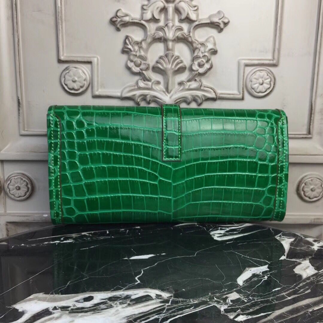Hermes Jige Elan 29 Clutch In Bambou Crocodile Leather - Image 4
