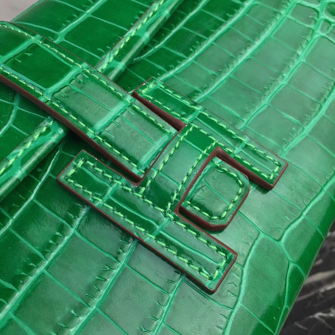 Hermes Jige Elan 29 Clutch In Bambou Crocodile Leather - Image 9