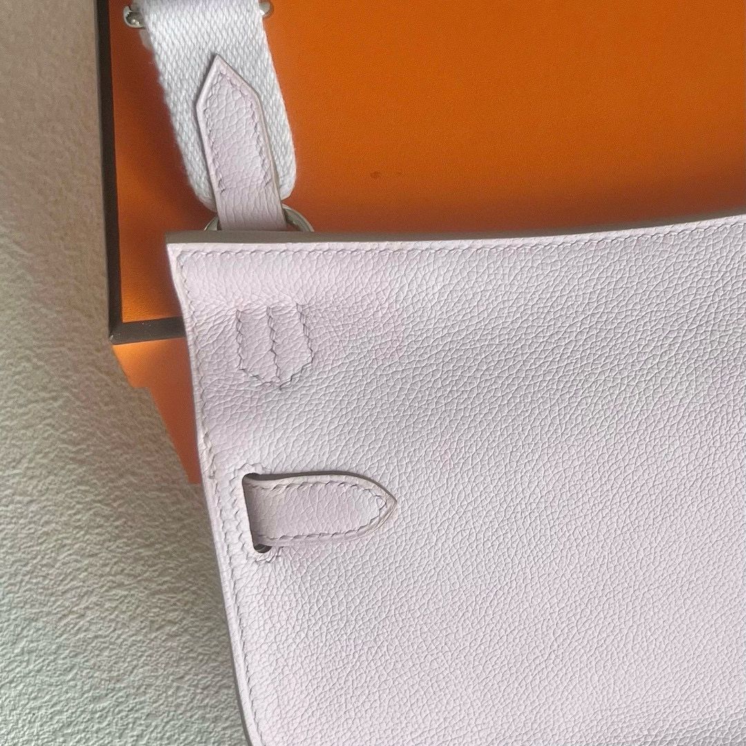 Hermes Jypsiere Mini Verso Handmade Bag in Mauve Pale Evercolor Calfskin - Image 9