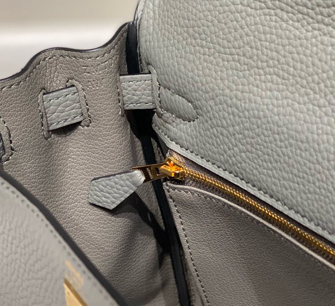 Hermes Kelly 25cm Retourne Bag In Gris Meyer Clemence Leather - Image 8