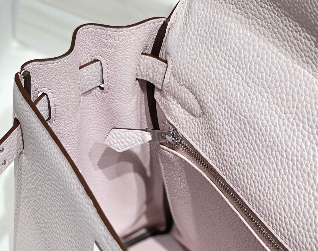 Hermes Kelly 25cm Retourne Bag In Mauve Pale Clemence Leather - Image 9