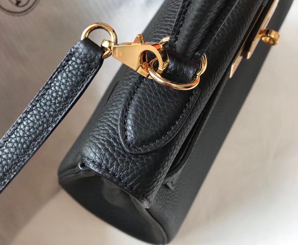 Hermes Kelly 25cm Retourne Bag In Black Clemence Leather - Image 6