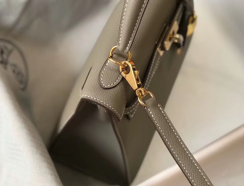 Hermes Kelly 25cm Sellier Bag In Gris Asphalt Epsom Leather - Image 5