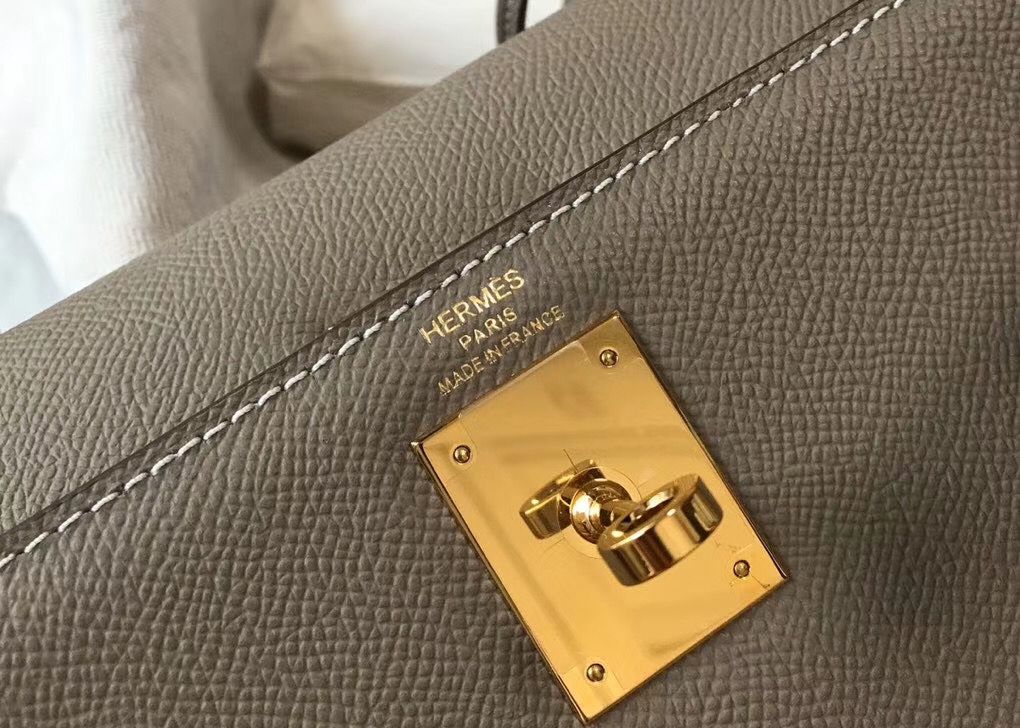 Hermes Kelly 25cm Sellier Bag In Gris Asphalt Epsom Leather - Image 6