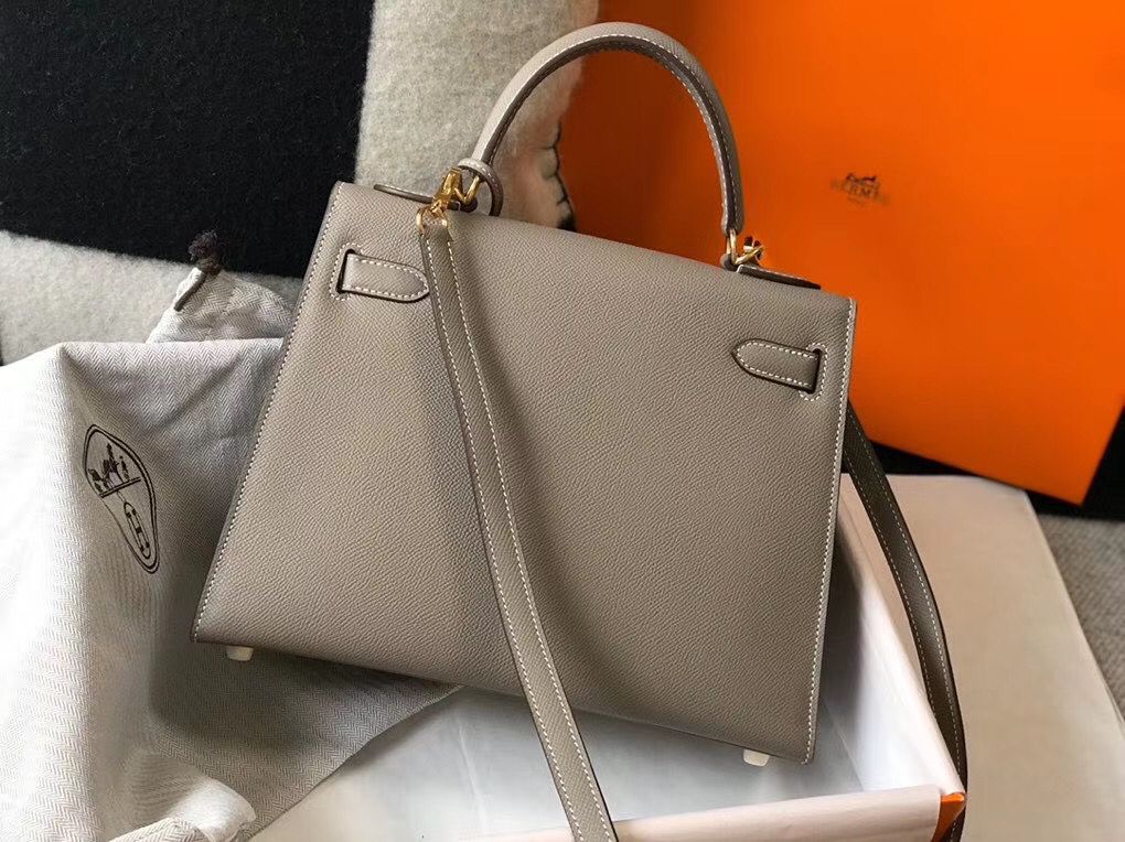 Hermes Kelly 28cm Bag In Gris Asphalt Epsom Leather GHW - Image 3