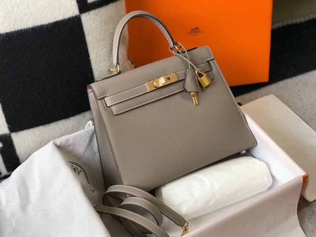 Hermes Kelly 28cm Bag In Gris Asphalt Epsom Leather GHW - Image 5