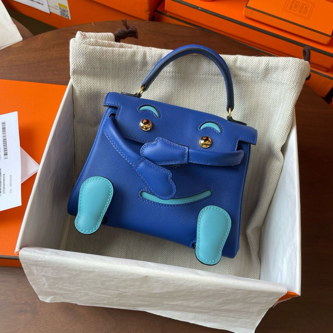Hermes Kelly Doll Quelle Idole Bag in Blue Swift Calfskin - Image 3