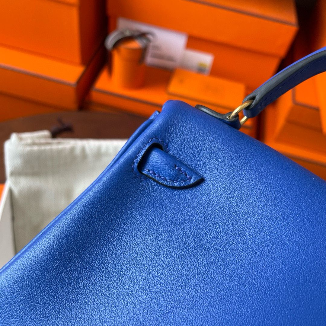Hermes Kelly Doll Quelle Idole Bag in Blue Swift Calfskin - Image 8
