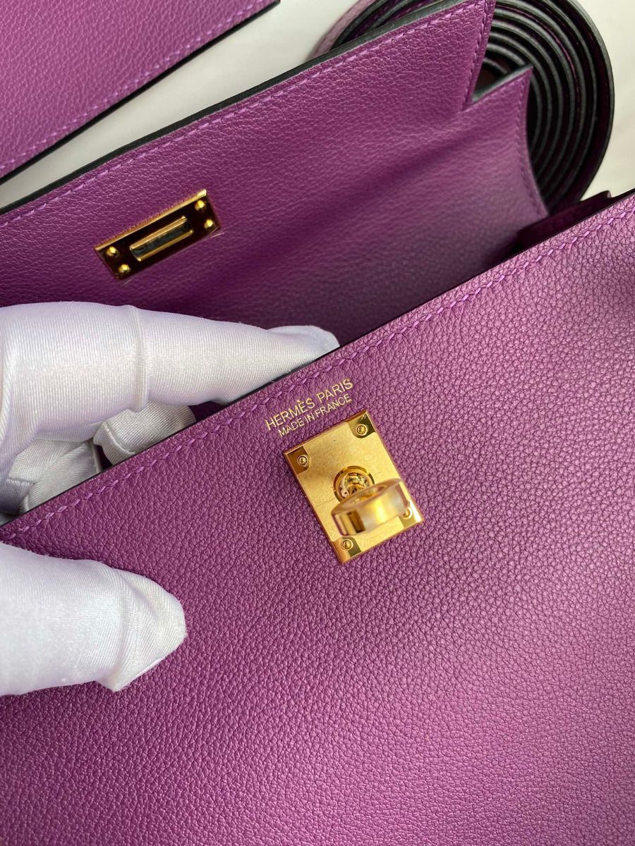 Hermes Kelly Danse II Bag In Anemone Evercolor Calfskin - Image 8