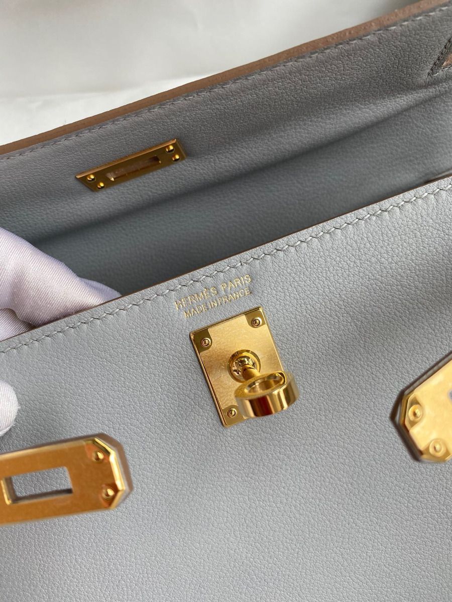 Hermes Kelly Danse II Bag In Blue Glacier Evercolor Calfskin - Image 8