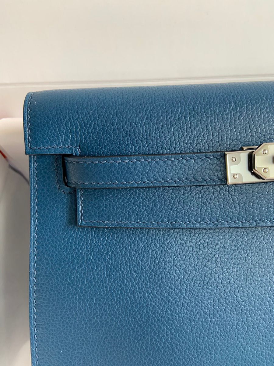 Hermes Kelly Danse II Bag In Deep Blue Evercolor Calfskin - Image 7