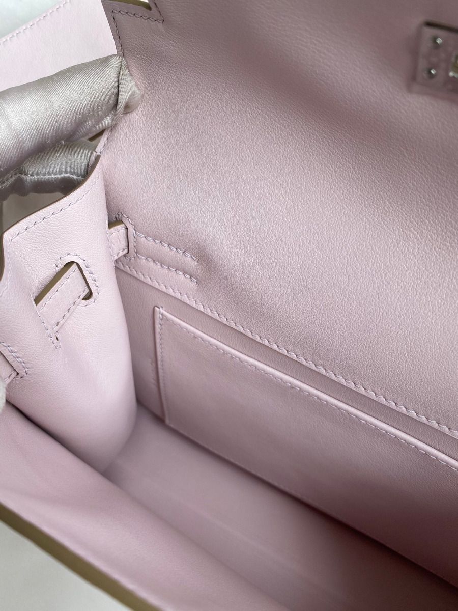 Hermes Kelly Danse II Bag In Mauve Pale Evercolor Calfskin - Image 10