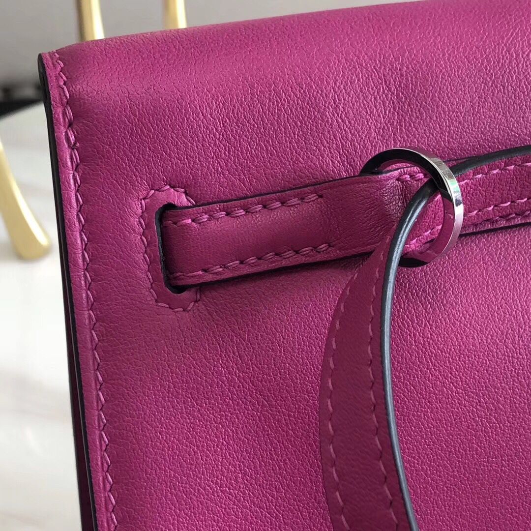Hermes Kelly Danse Handmade Bag In Rose Purple Swift Leather - Image 5