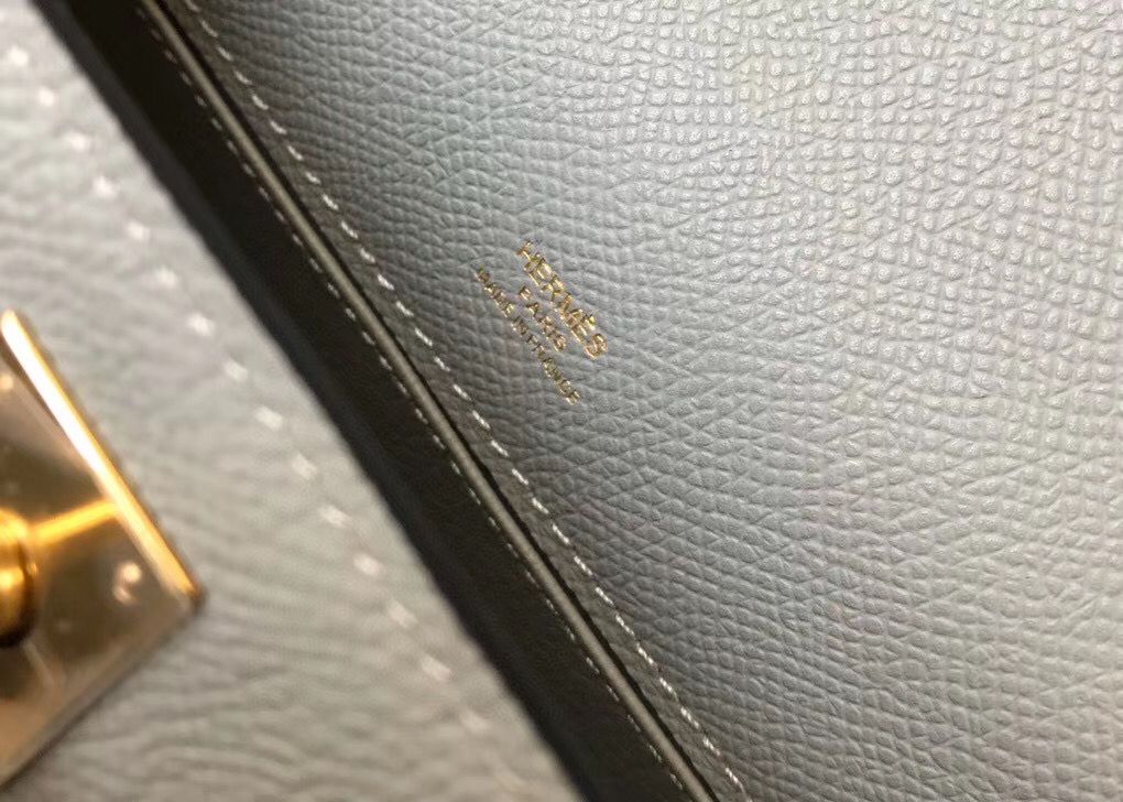 Hermes Kelly Pochette Bag In Blue Glacier Epsom Leather - Image 9