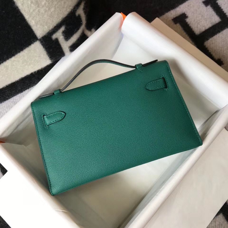 Hermes Kelly Pochette Bag In Vert Veronese Epsom Leather - Image 4