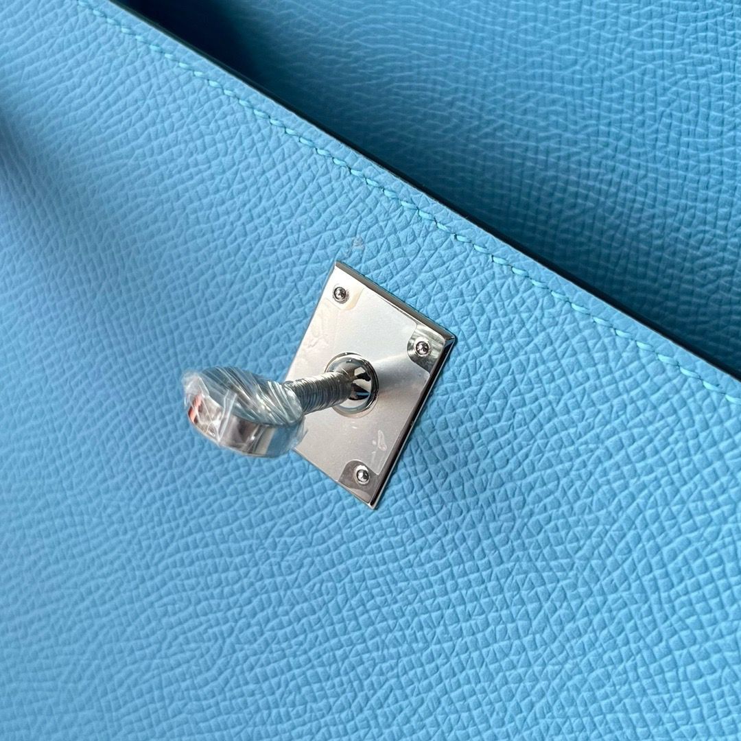 Hermes Kelly Pochette Handmade Bag In Blue du Nord Epsom Calfskin - Image 10