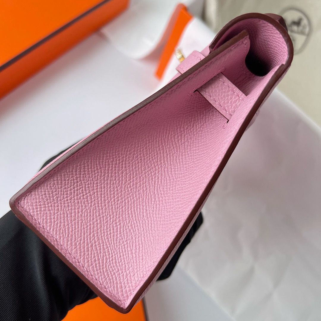 Hermes Kelly Pochette Handmade Bag In Mauve Sylvestre Epsom Calfskin - Image 5