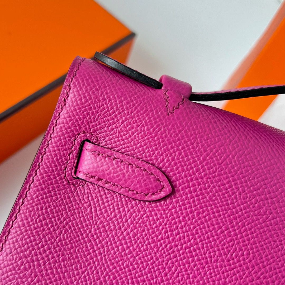 Hermes Kelly Pochette Handmade Bag In Rose Purple Epsom Calfskin - Image 5