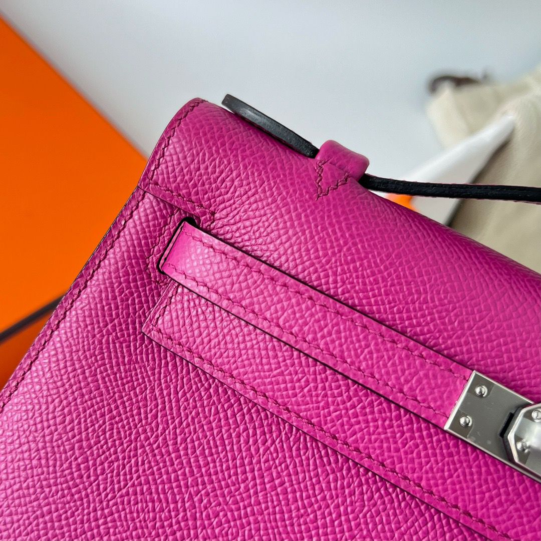 Hermes Kelly Pochette Handmade Bag In Rose Purple Epsom Calfskin - Image 6