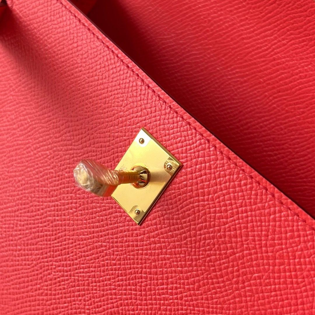 Hermes Kelly Pochette Handmade Bag In Rose Texas Epsom Calfskin - Image 9