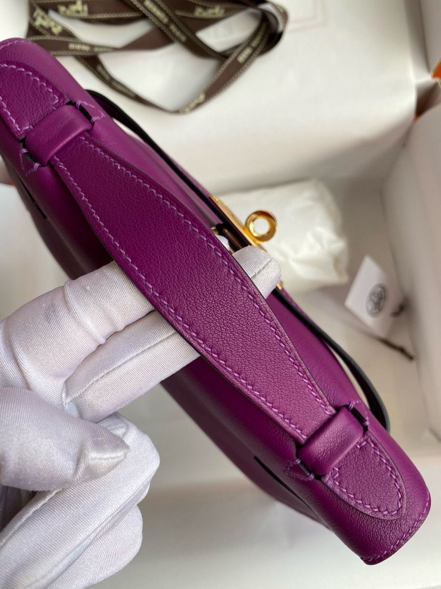 Hermes Kelly Pochette Handmade Bag In Anemone Swift Calfskin - Image 5