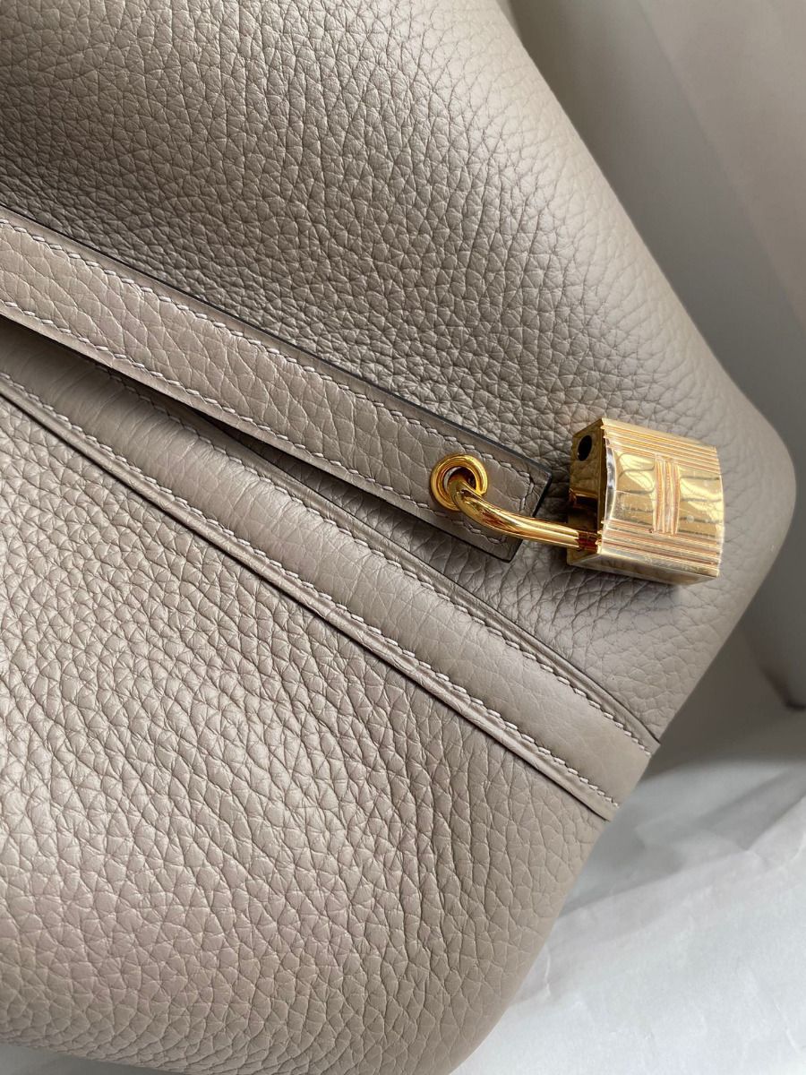 Hermes Picotin Lock 18 Handmade Bag in Gris Asphalt Clemence Leather - Image 12
