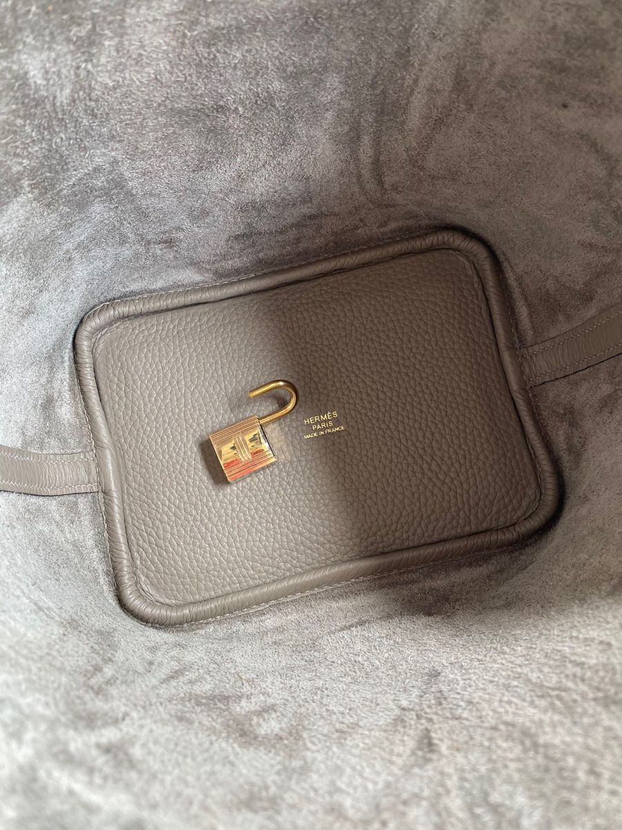 Hermes Picotin Lock 18 Handmade Bag in Gris Asphalt Clemence Leather - Image 7