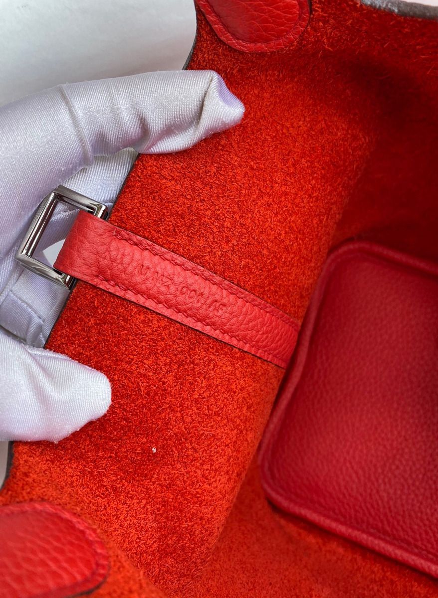 Hermes Picotin Lock 18 Handmade Bag in Red Clemence Leather - Image 8
