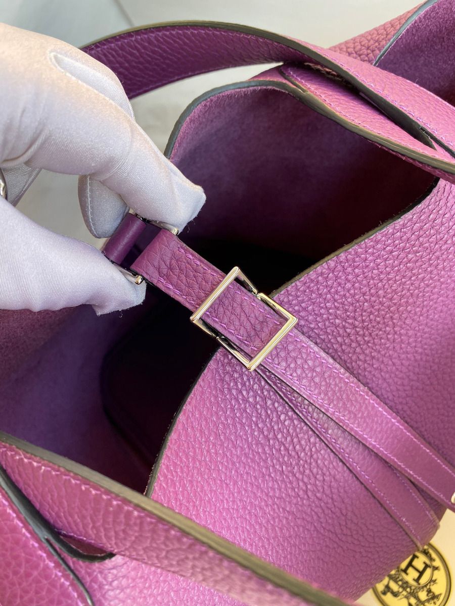 Hermes Picotin Lock 22 Handmade Bag in Anemone Clemence Leather - Image 5