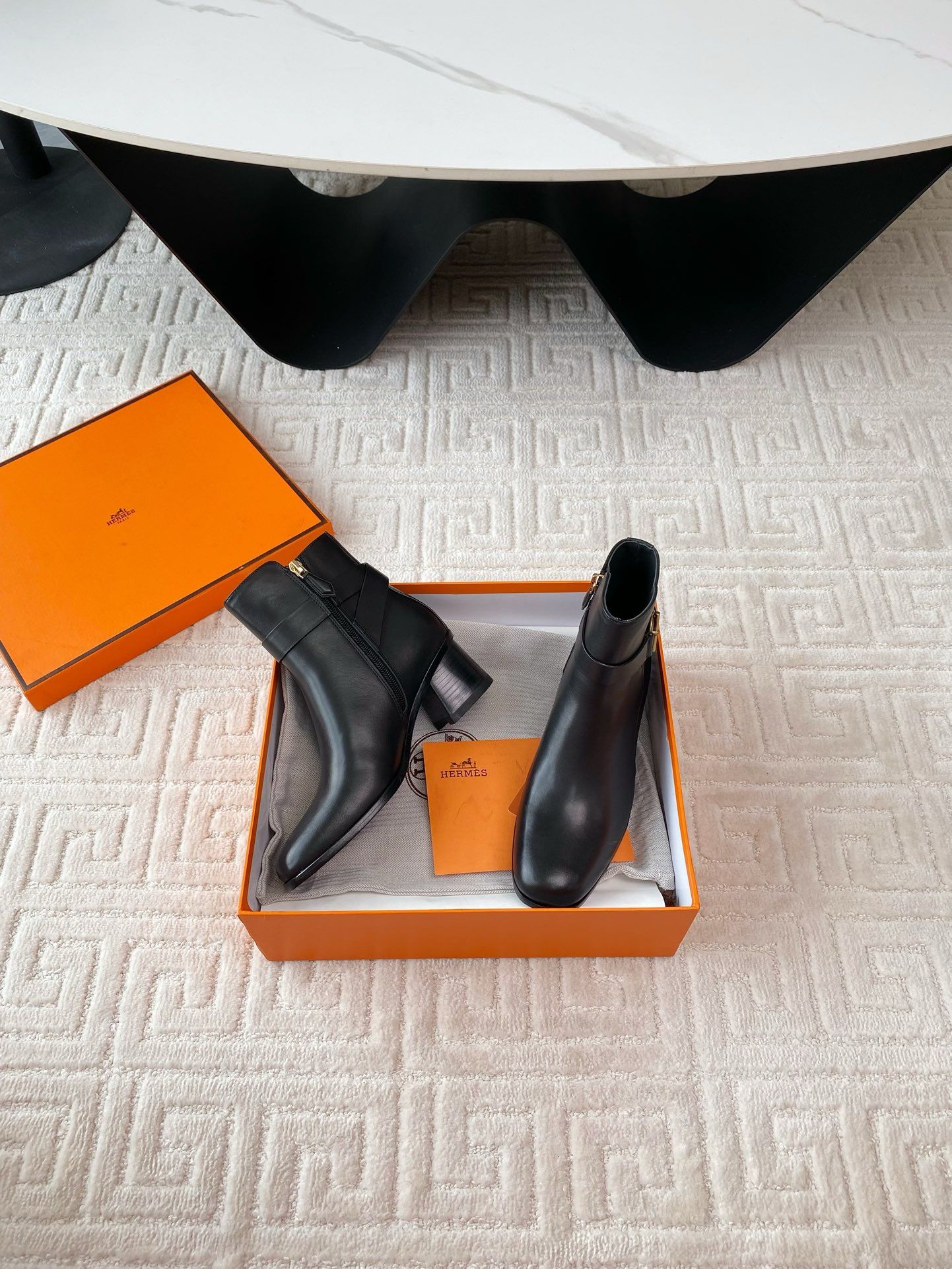 Hermes Jill 60 Ankle Boots in Black Calfskin - Image 7