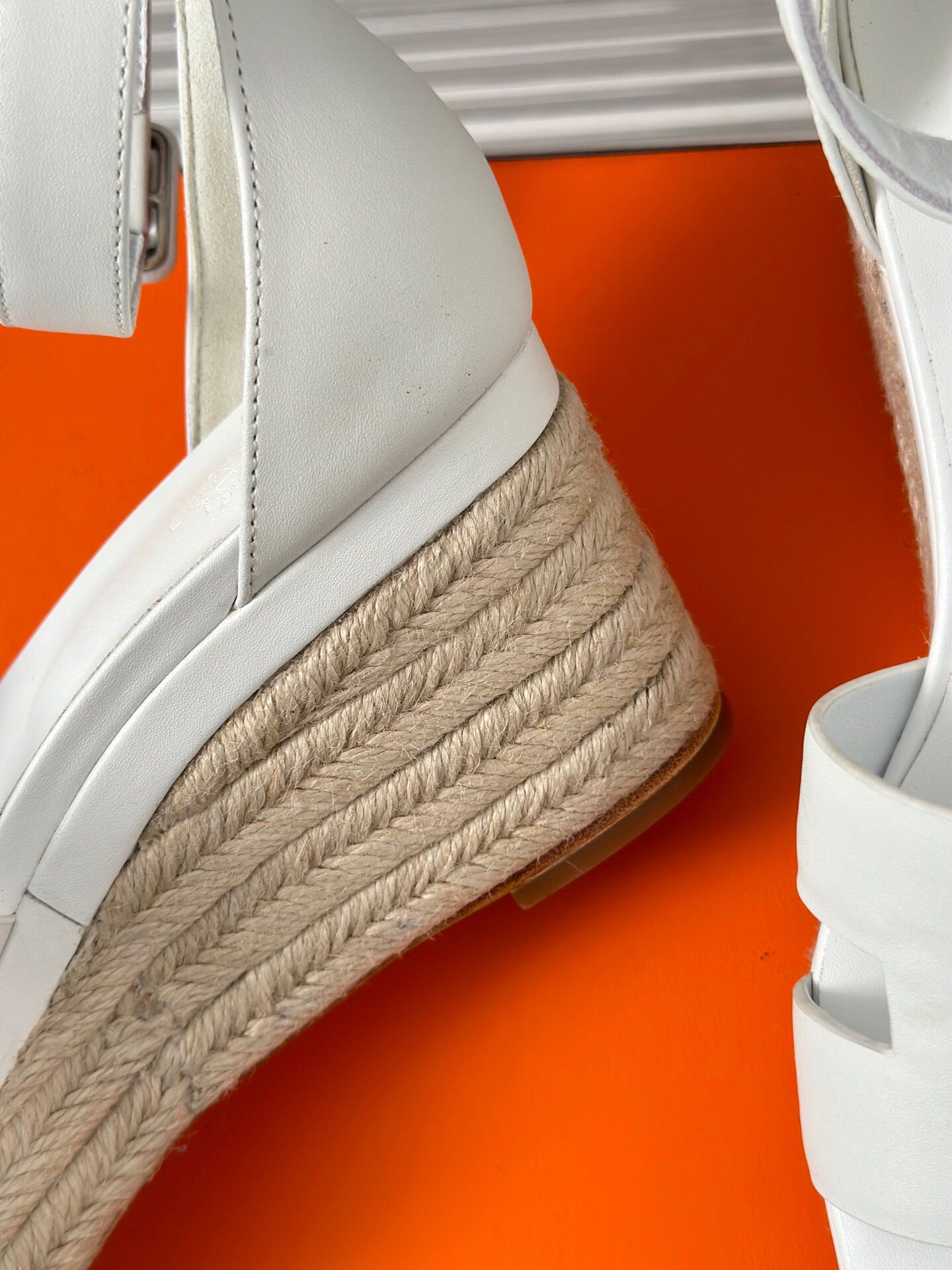 Hermes Elda Espadrilles in White Leather - Image 8