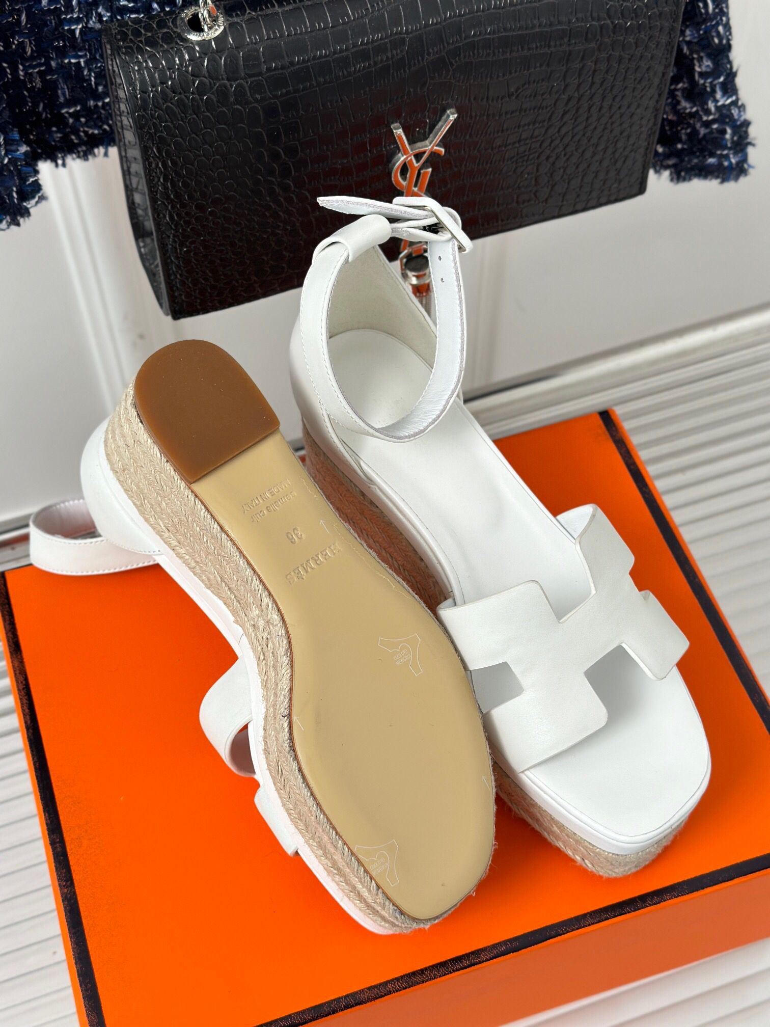 Hermes Elda Espadrilles in White Leather - Image 11