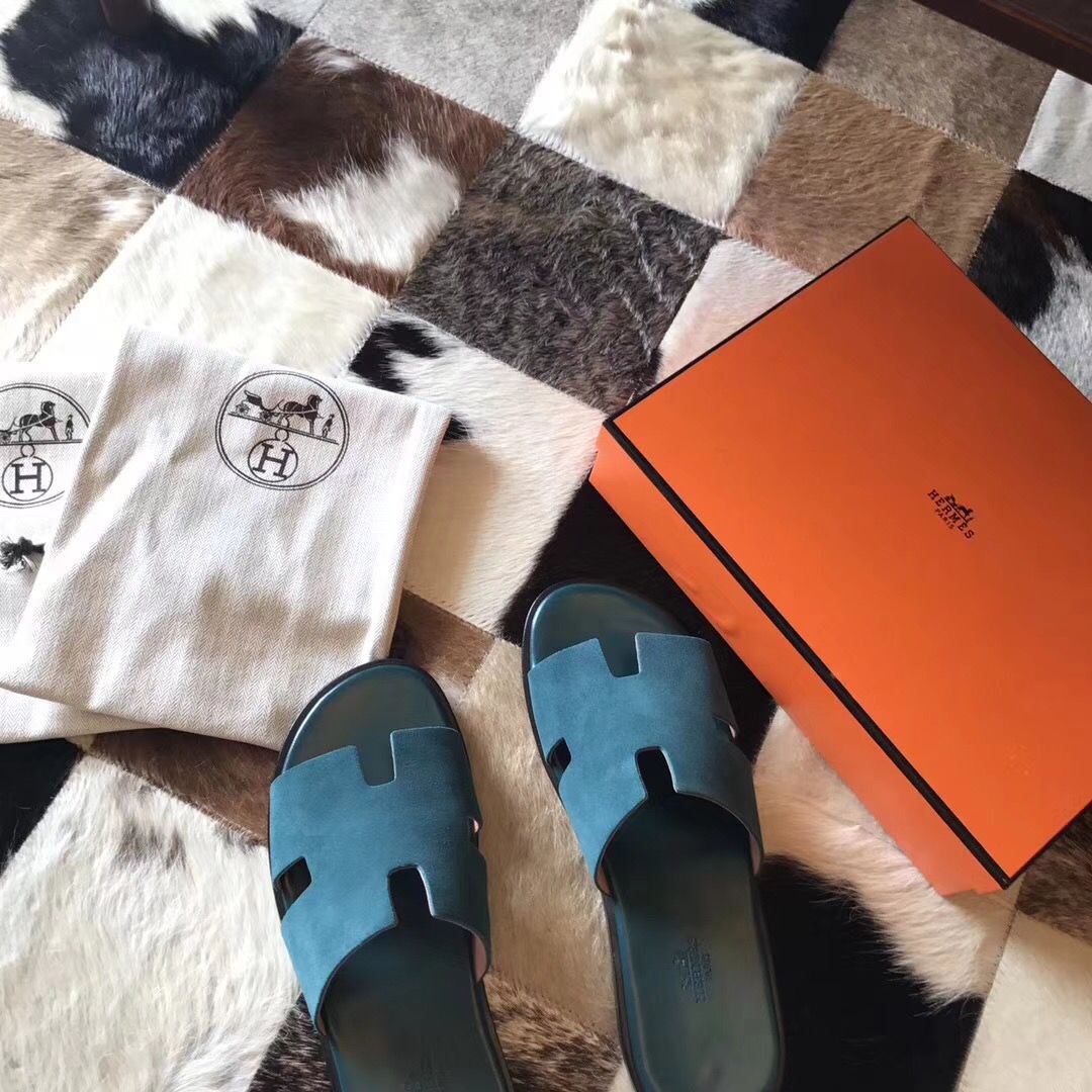 Hermes Izmir Sandals In Green Suede Leather - Image 6