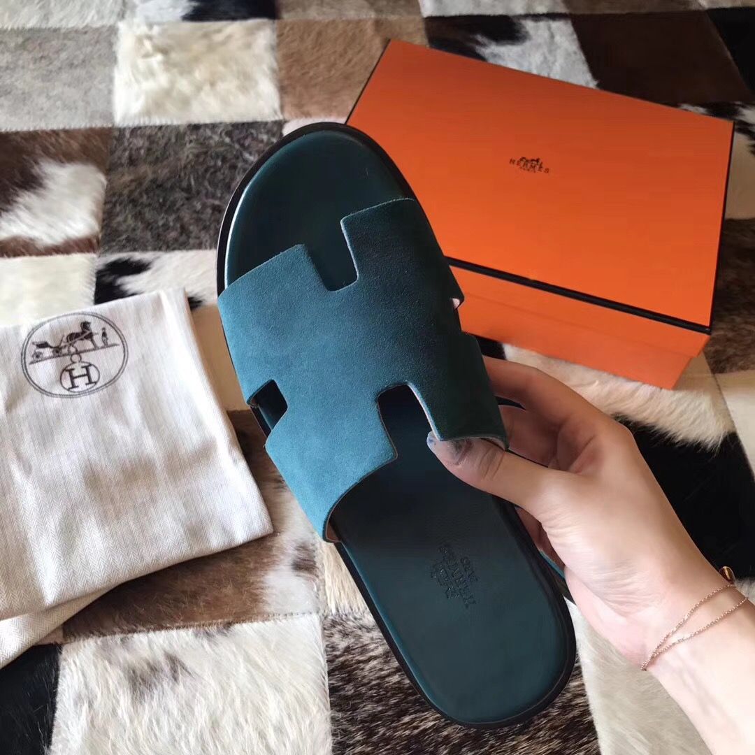 Hermes Izmir Sandals In Green Suede Leather - Image 7