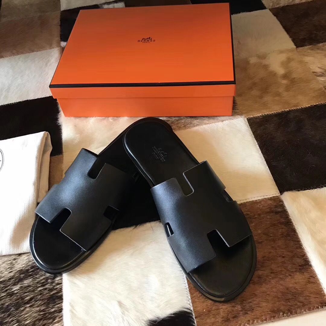 Hermes Black Swift Izmir Sandals - Image 6