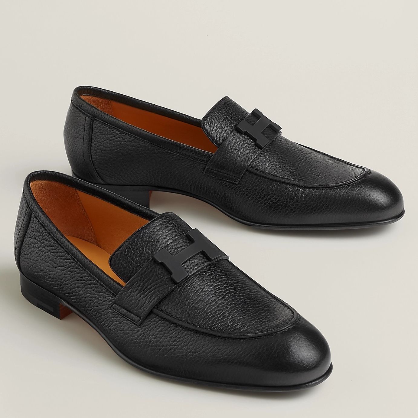 Hermes Men's Paris Loafers in Black Taurillon Leather