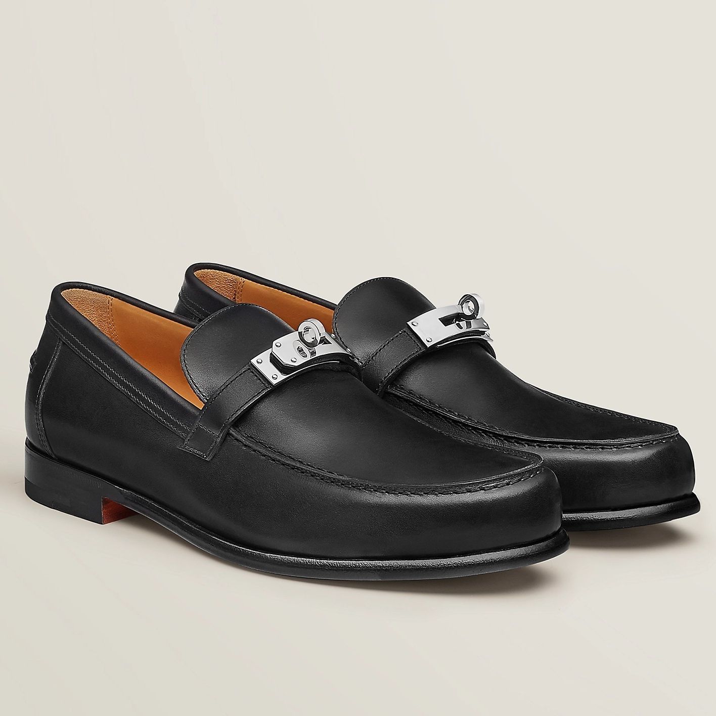 Hermes Men's Destin Loafers in Black Calfskin