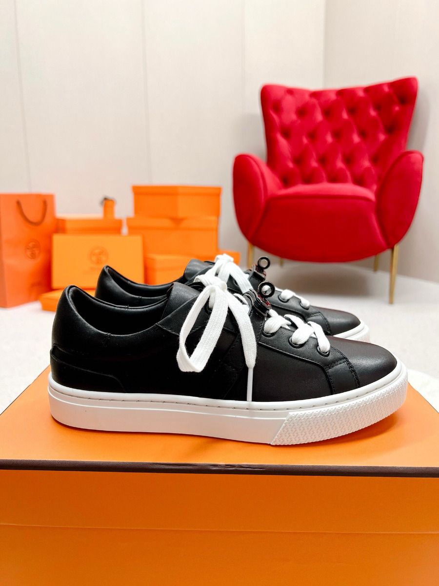 Hermes Men's Day Sneakers in Black Leather - Image 3