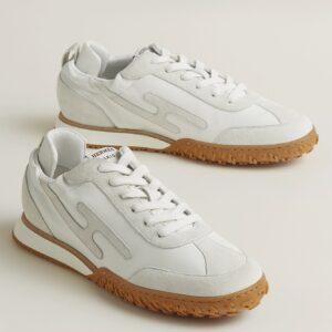 Hermes Men's Jet Sneakers in White Nappa Leather