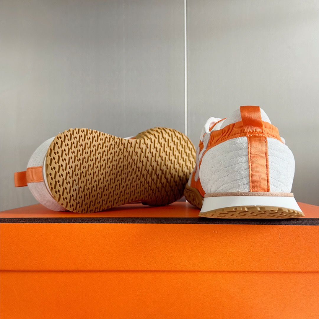 Hermes Men's Jet Sneakers in Orange Technical Canvas - Image 10